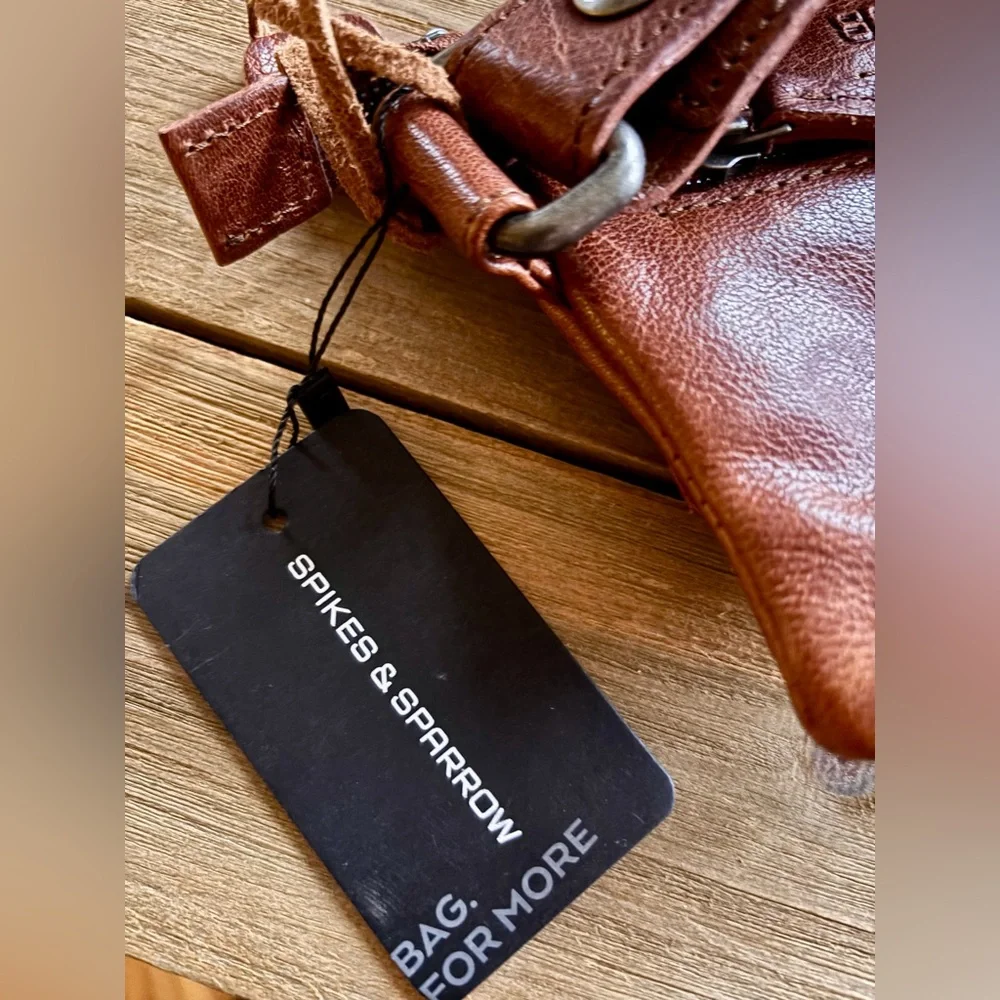 SPIKES & SPARROW LEATHER HIP BAG OREGON - BRANDY COGNAC - Picture 3 of 12